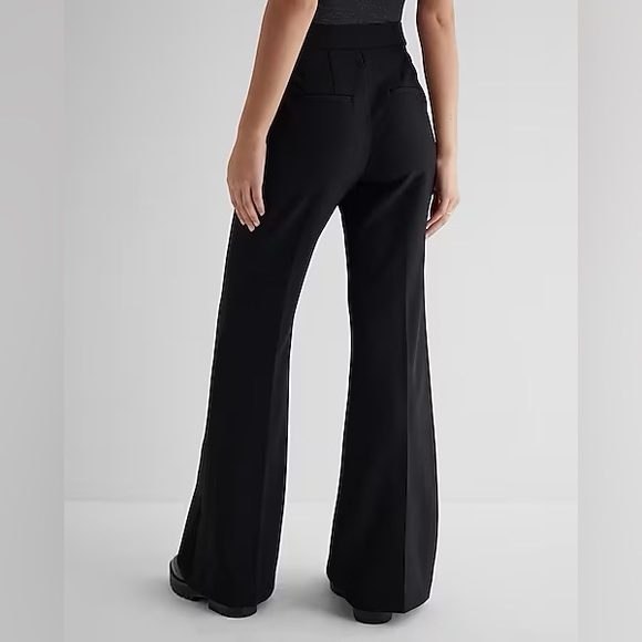 NEW Express Editor High Waisted Trouser Flare Pant Pitch black 58 - Picture 2 of 5